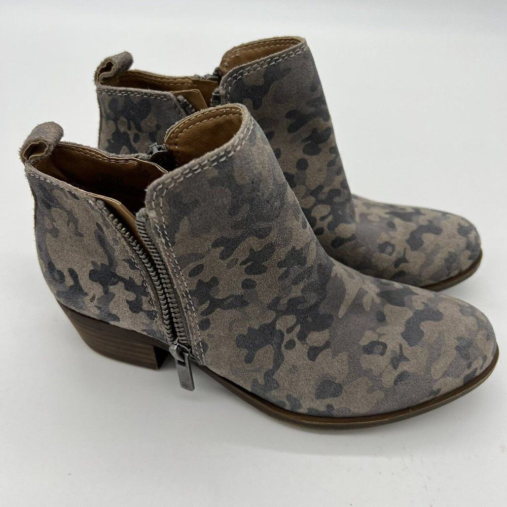 Lucky Brand Women's Basel Leather Ankle Bootie Size 5 Camo